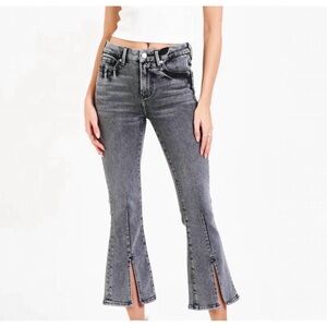 NWT DEAR JOHN DENIM jeanne cropped flare jeans in black Size 27